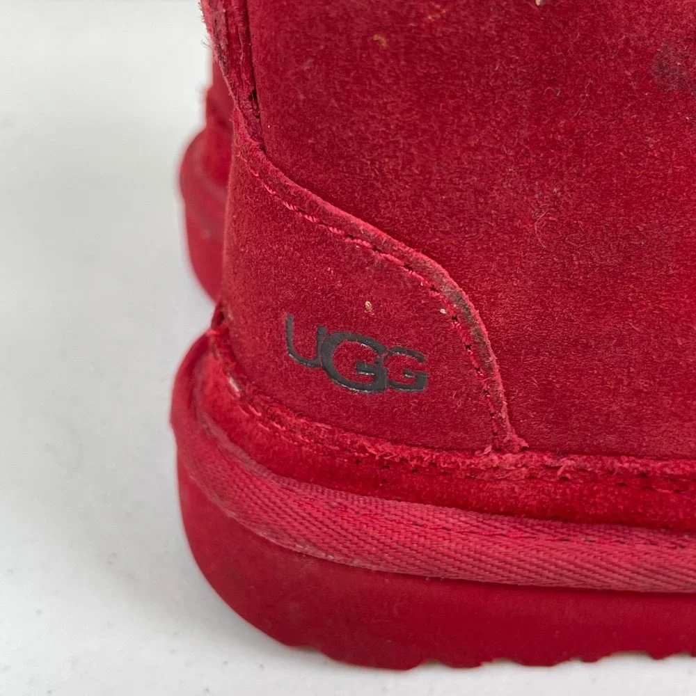 UGG Neumel II Chukka Boot Kids Toddler 6 Red Suede Lace Up Side Zip Boots Sherpa